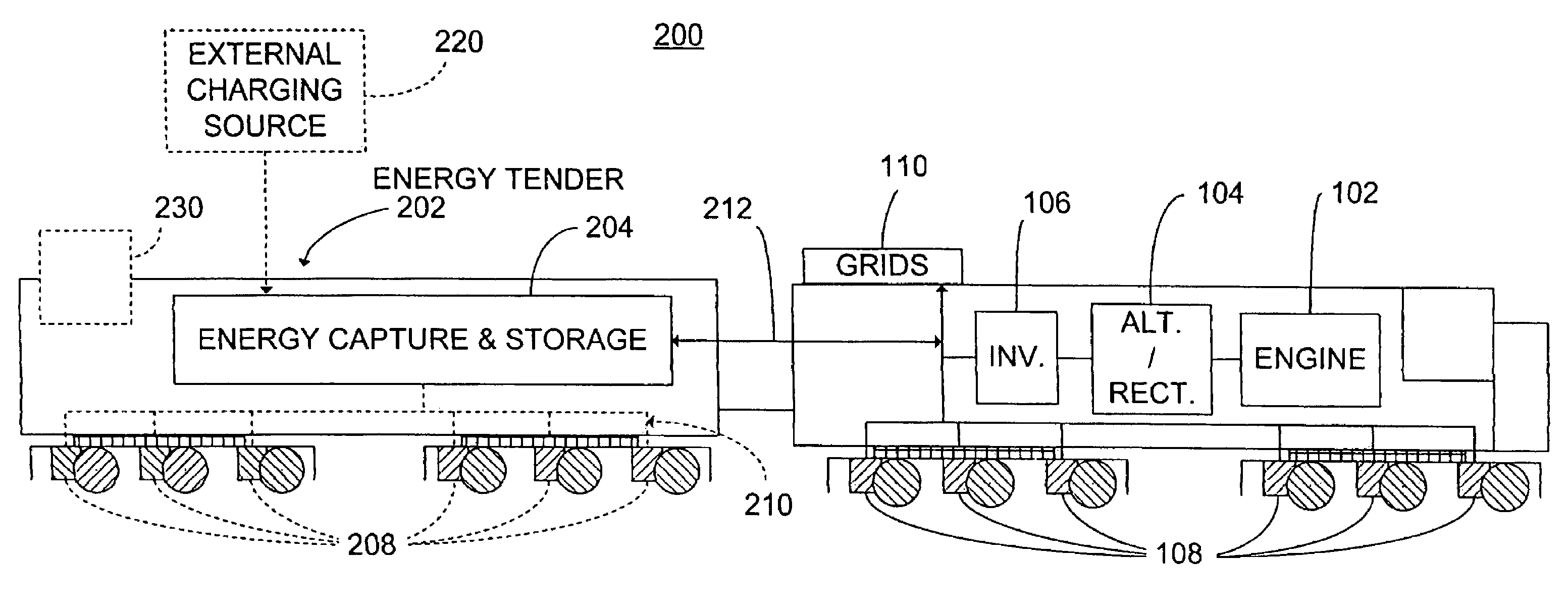 Multimode hybrid energy railway vehicle system and method