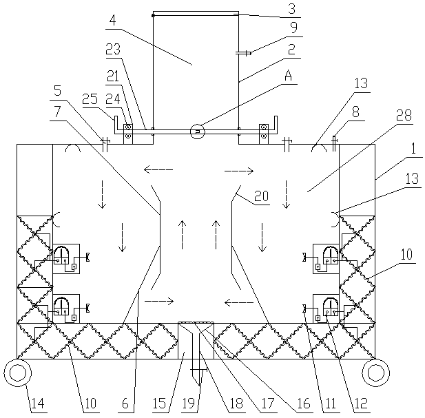 Large and medium-sized layered heating experiment device for anaerobic fermentation of coal and experiment method of layered heating experiment device