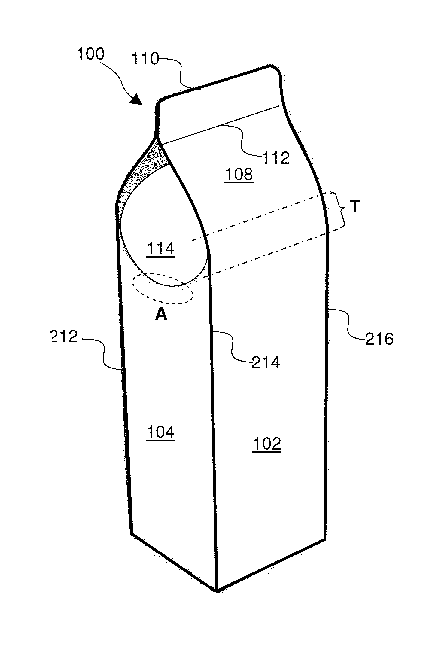 Packaging container and blank for a packaging container