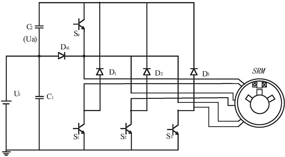 Double-bus power converter for inhibiting torque pulsation of switched reluctance motor and control method thereof