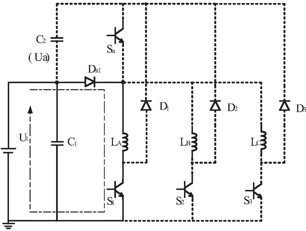 Double-bus power converter for inhibiting torque pulsation of switched reluctance motor and control method thereof