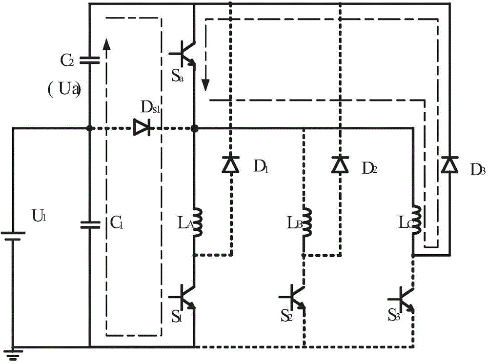 Double-bus power converter for inhibiting torque pulsation of switched reluctance motor and control method thereof