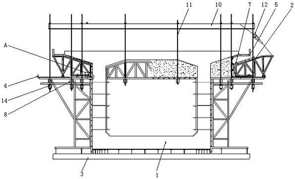 Concrete cross beam pouring system