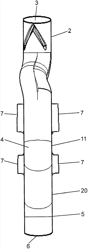 Pipe branch section for downpipe