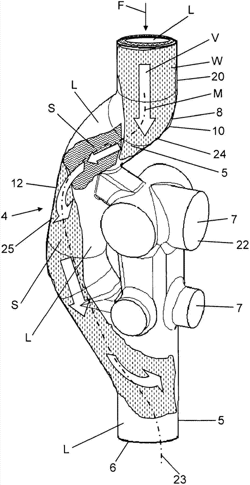 Pipe branch section for downpipe