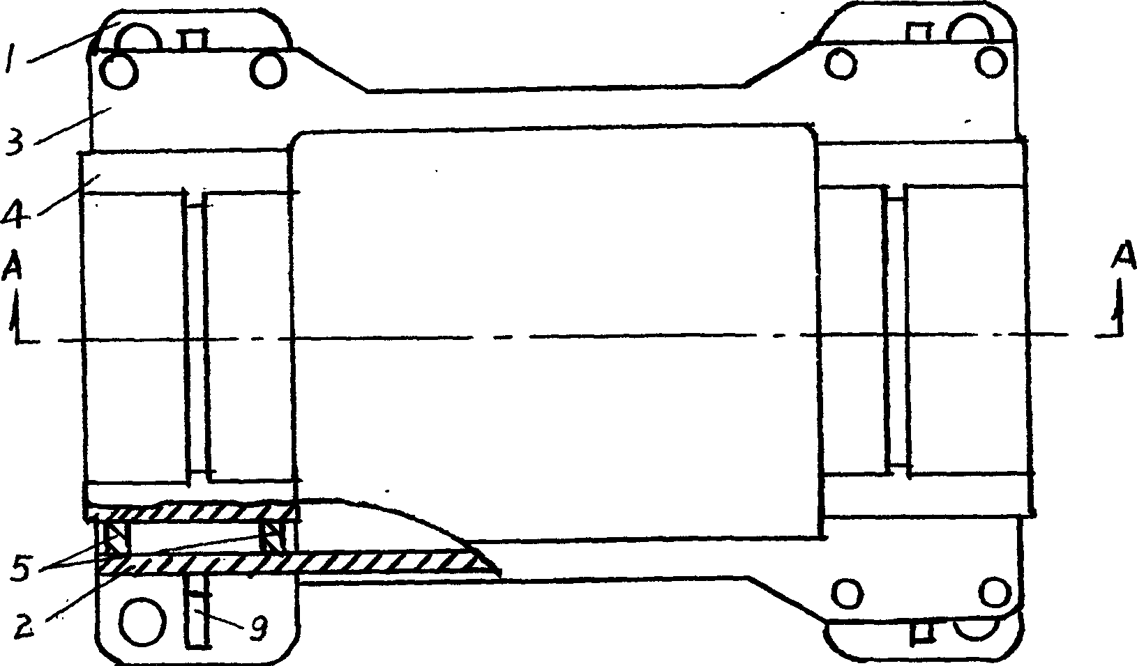 All welded steel structured bearing seat of blower fan water-cooling type in large-scale power station, and manufacturing method thereof