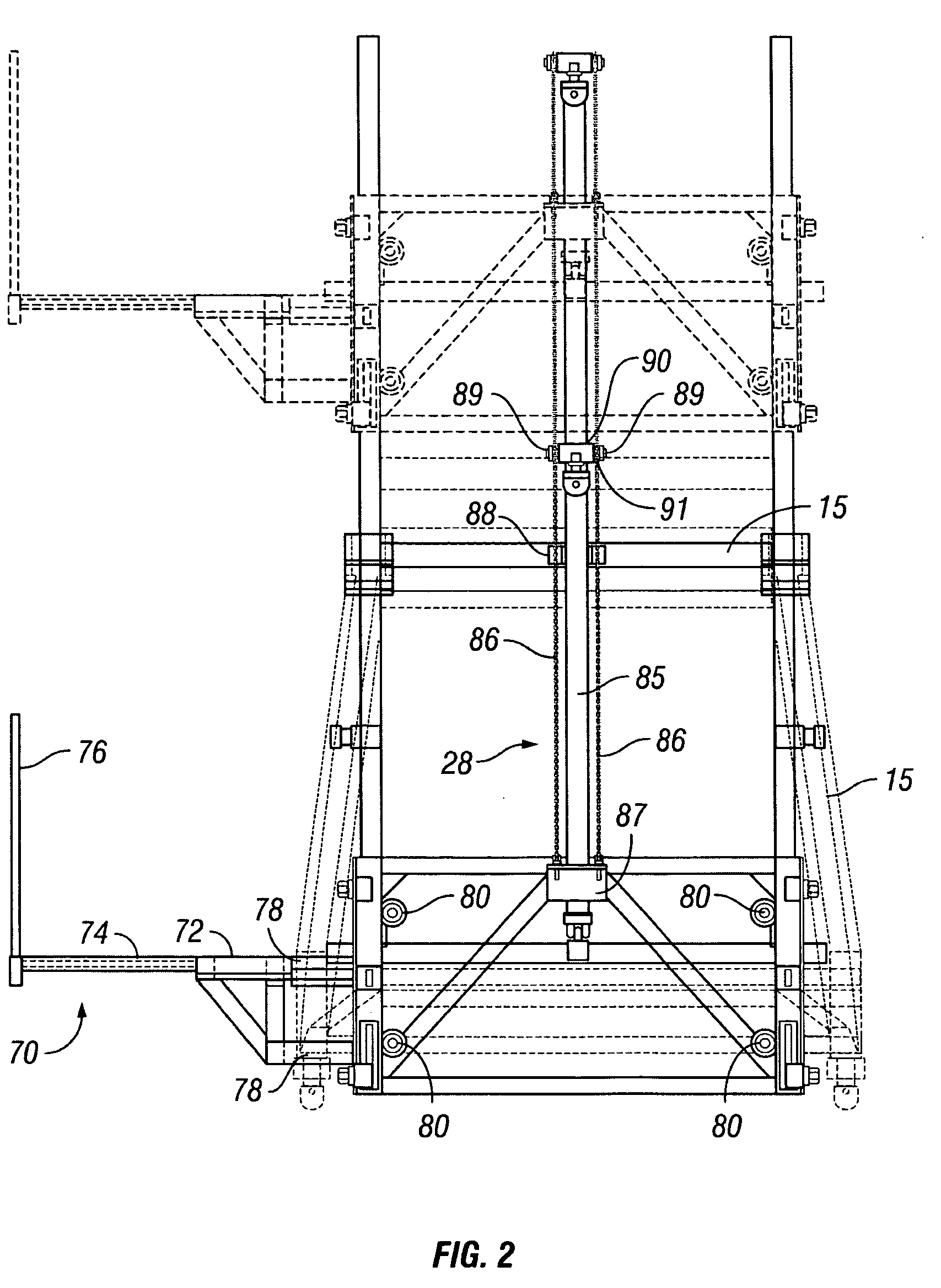 Automated system for positioning and supporting the work platform of a mobile workover and well-servicing rig