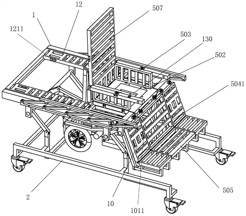 Bed-chair integrated device for assisting full-self-nursing of old people having difficulty in walking and using method