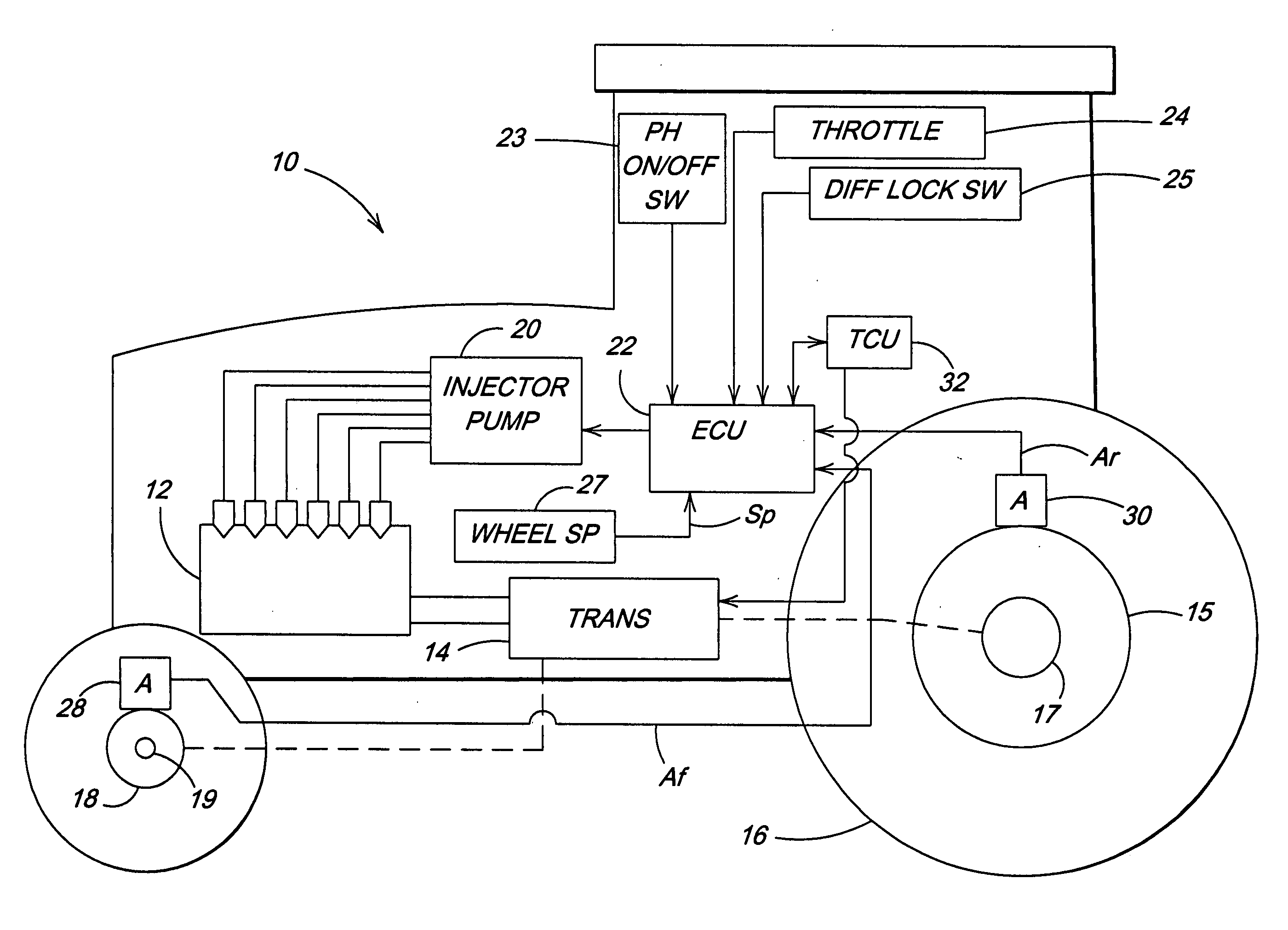 Tractor power hop control system and method