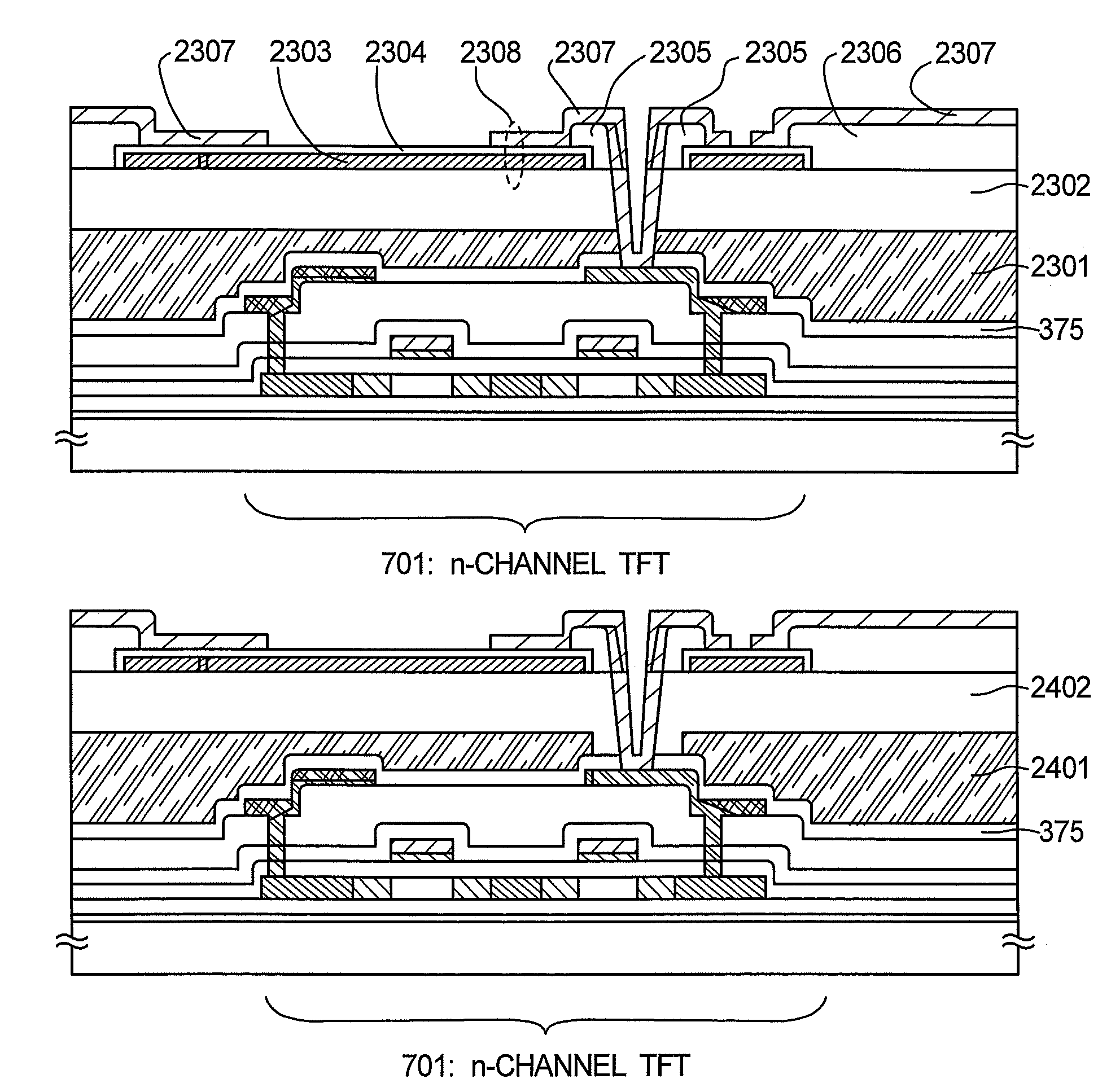 Semiconductor device comprising a thin film transistor comprising a semiconductor thin film and method of manufacturing the same