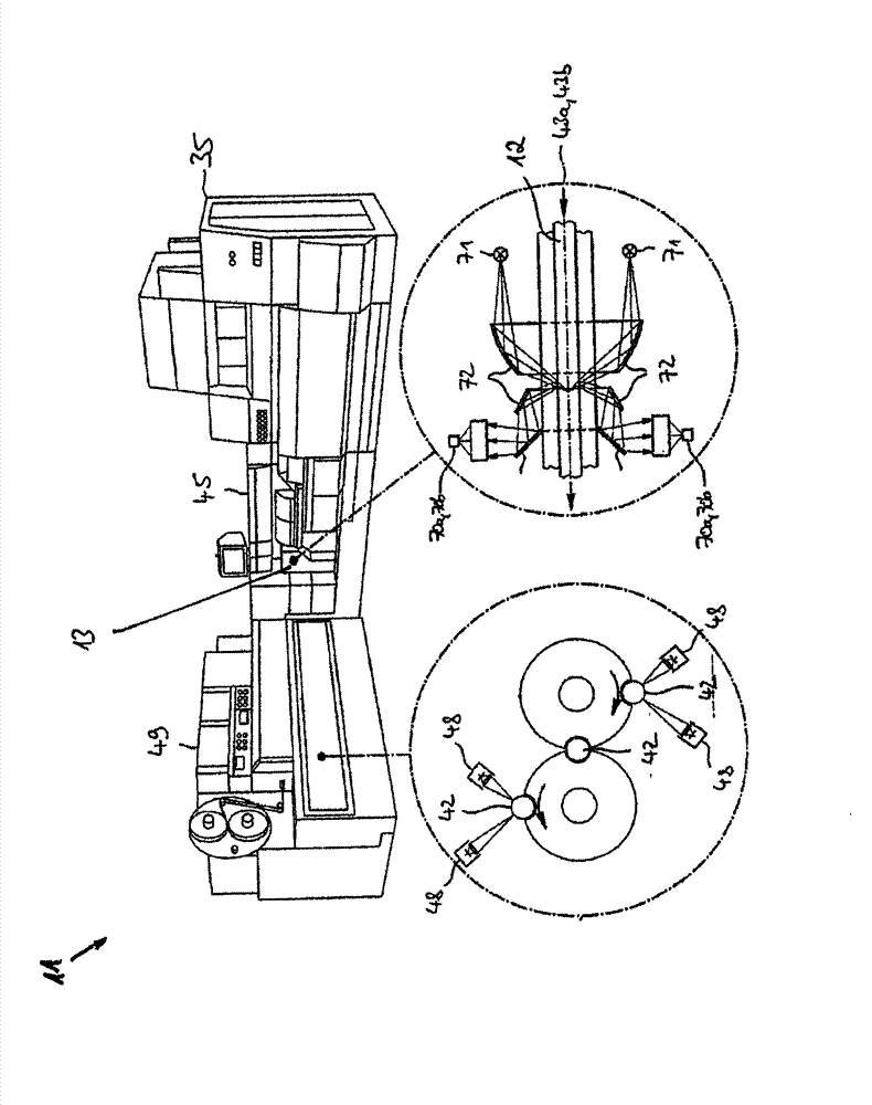 Measuring arrangement for measuring rods manufactured and conveyed in rod-making machines in the tobacco-producing industry