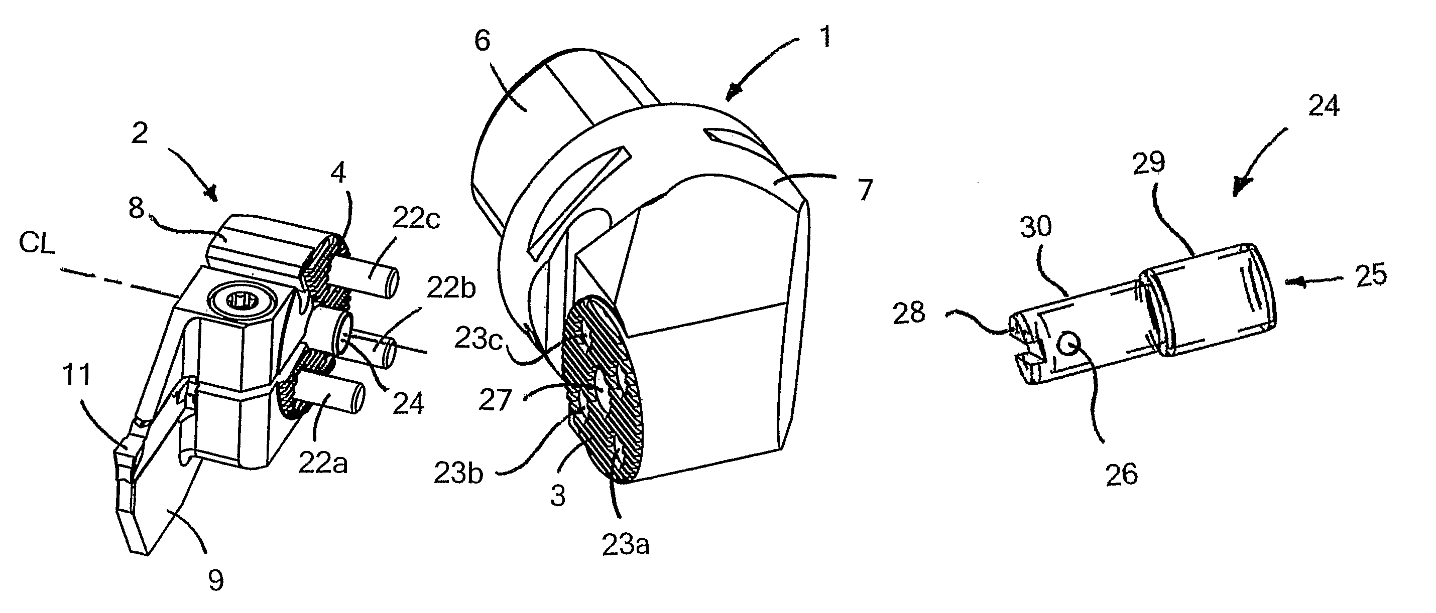 Cutting tool and associated tool head