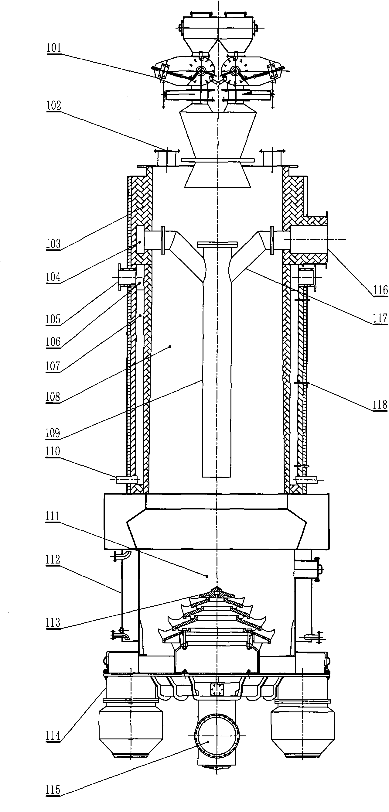 Method for two-stage coal gasification on composite external heat fixed bed and gas furnace