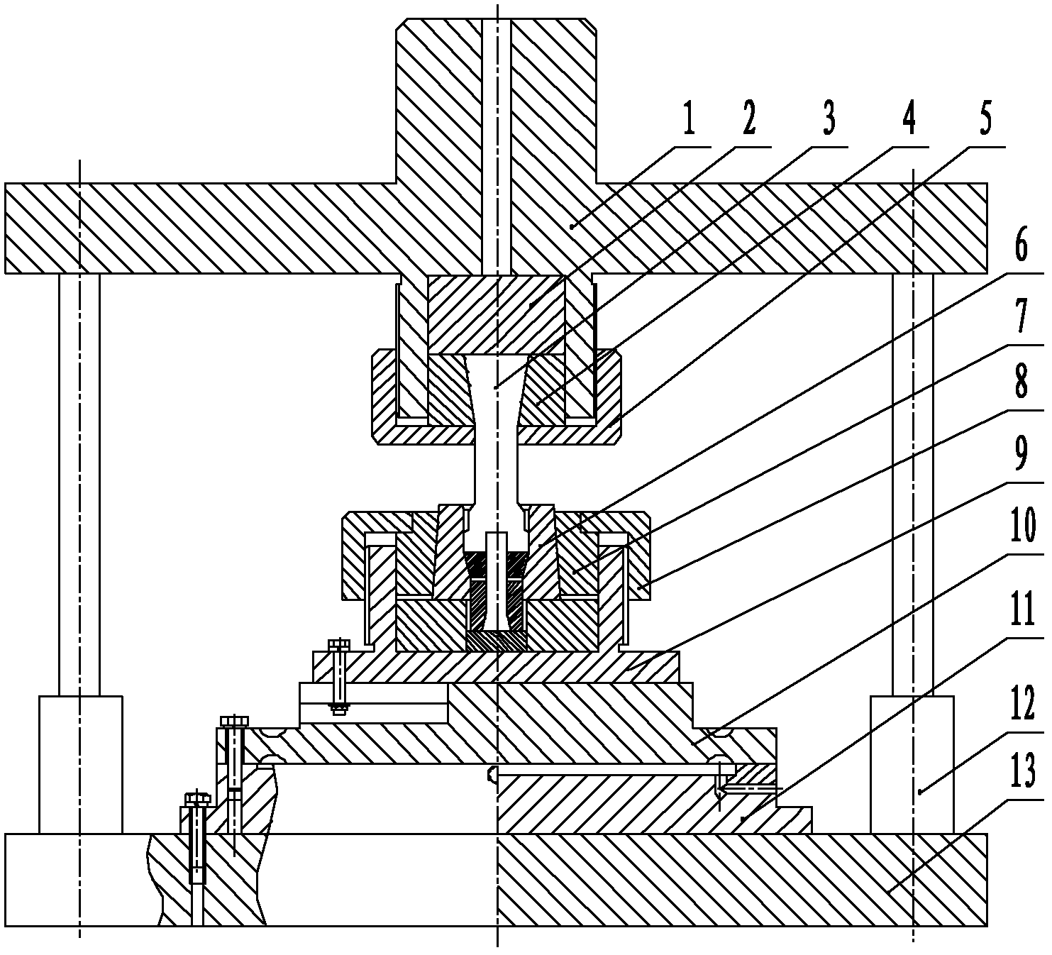 High-frequency flutter cold extruding die