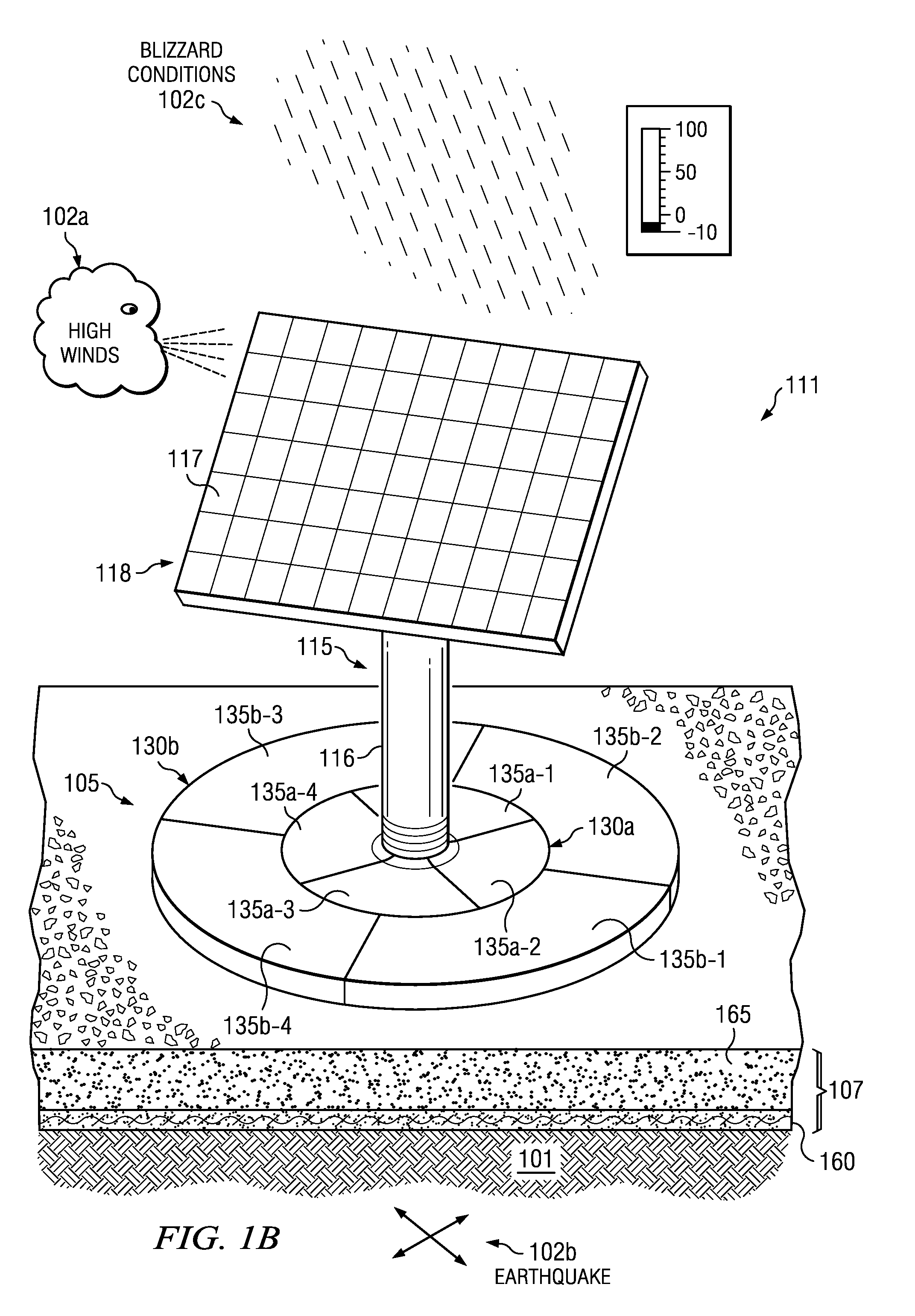 Segmented ballast base support structure and rail and trolley structures for unstable ground