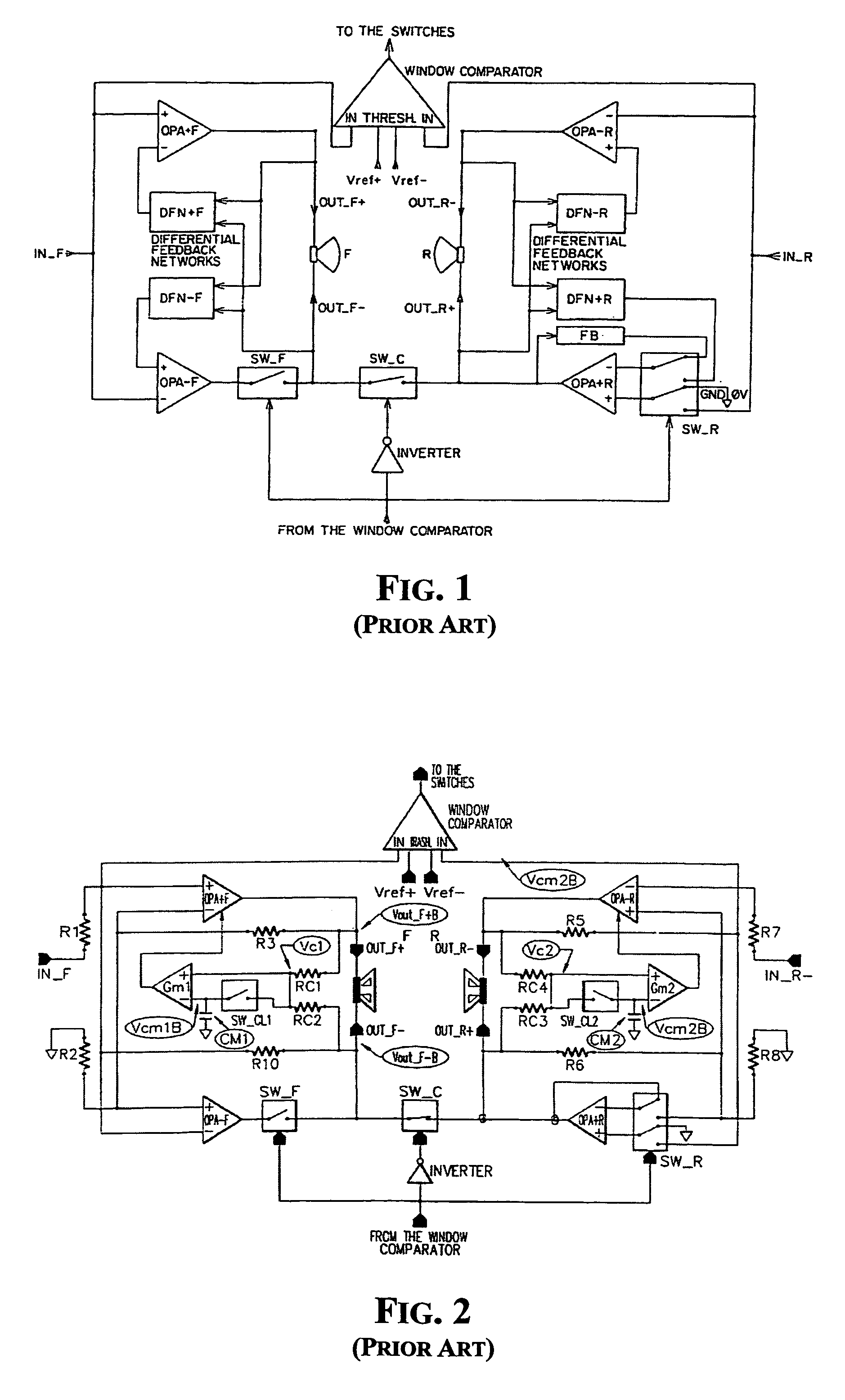 Method of preventing abrupt voltage changes at the outputs of a pair of amplifiers and control circuit for a pair of amplifiers self-configuring in a bridge configuration