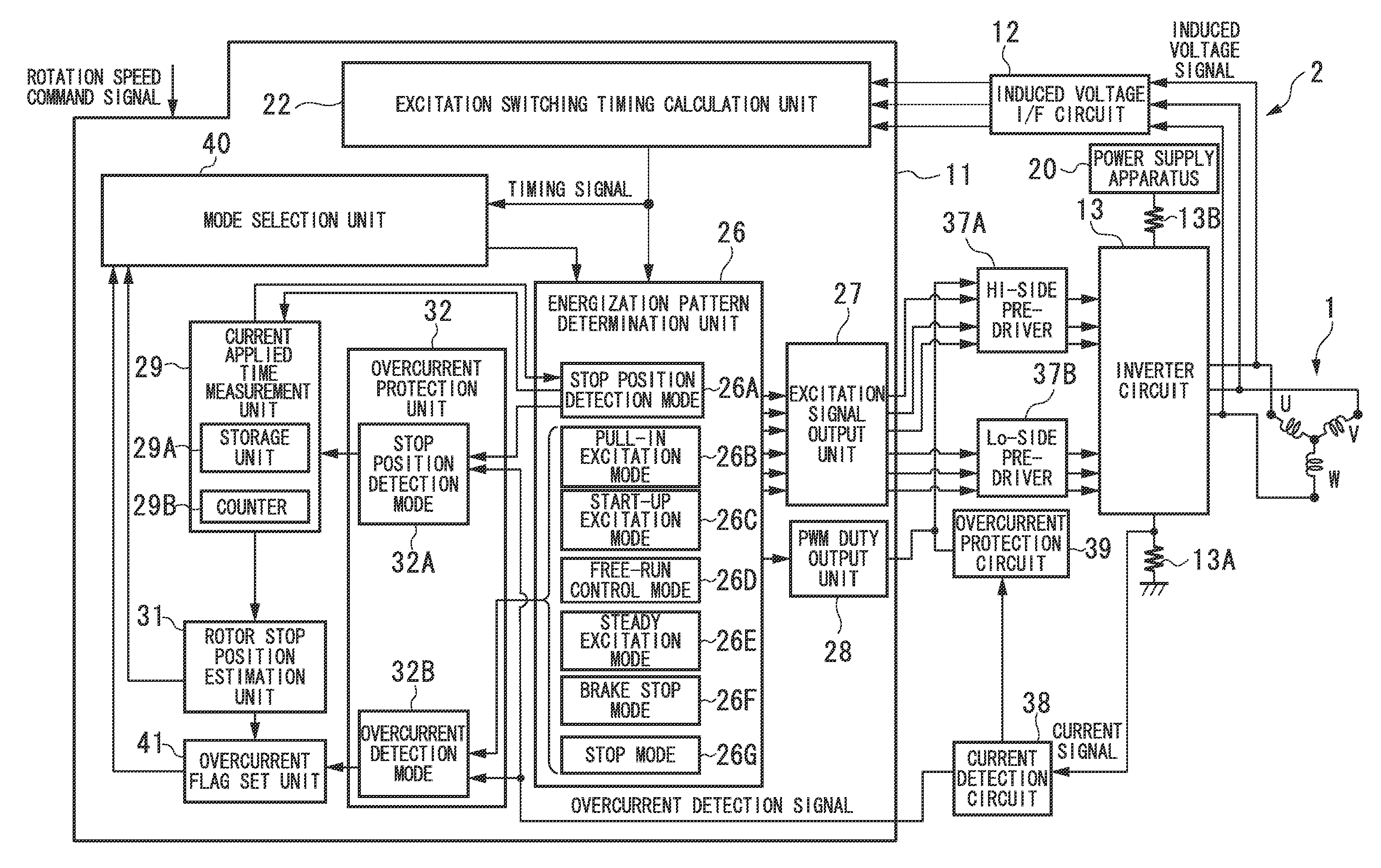 Driving apparatus and stop position detection method