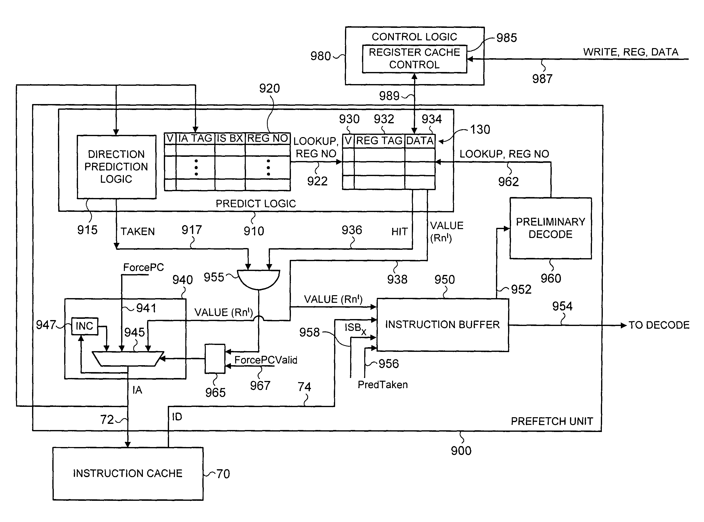 Accessing items of architectural state from a register cache in a data processing apparatus when performing branch prediction operations for an indirect branch instruction