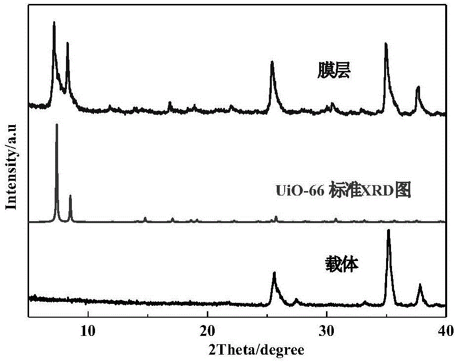 Method for preparing metal-organic framework UiO-66 series membranes and separating methanol/methyl tert-butyl ether mixture