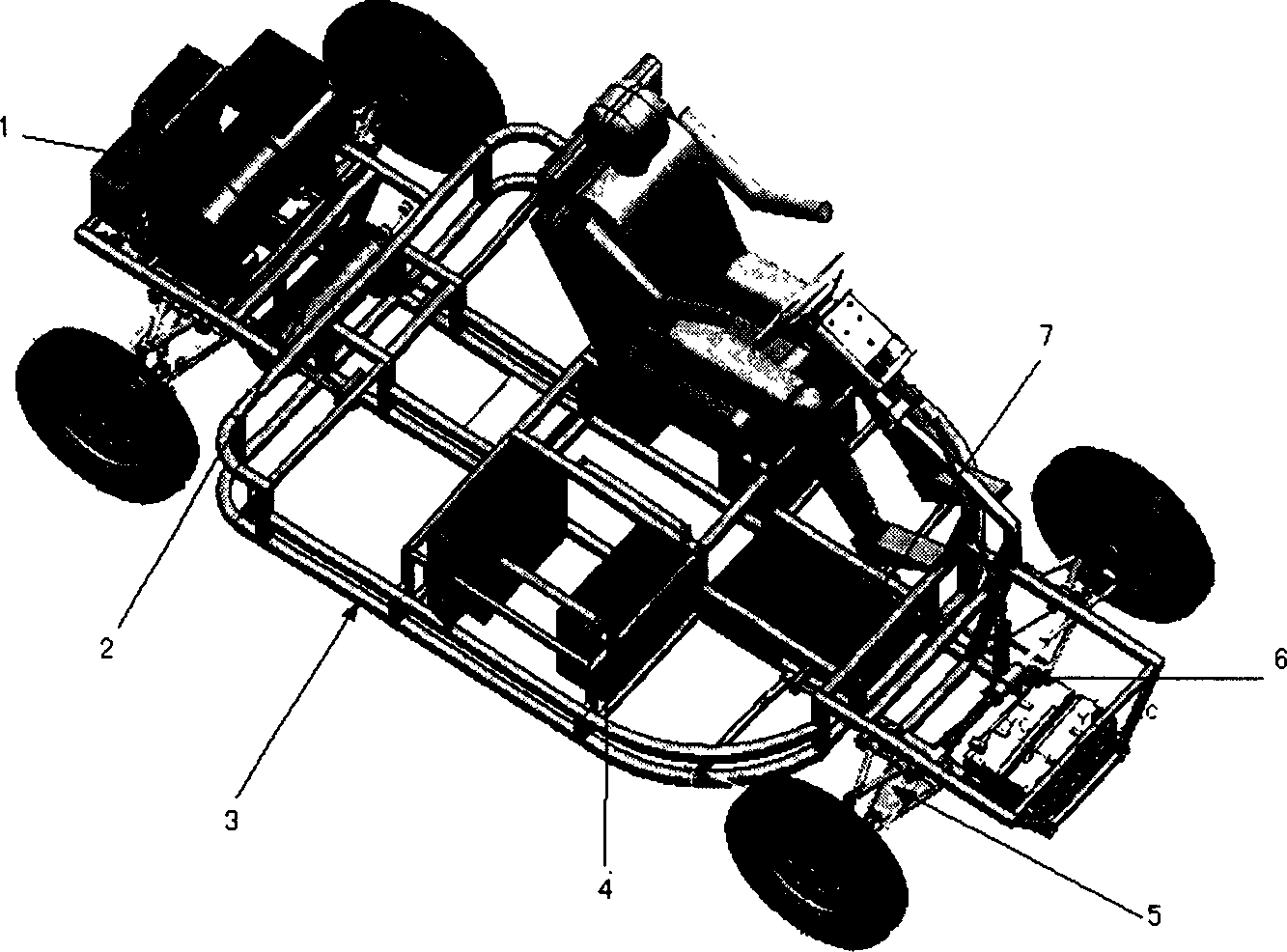 Four wheel driven mixed power mini-sized automobile