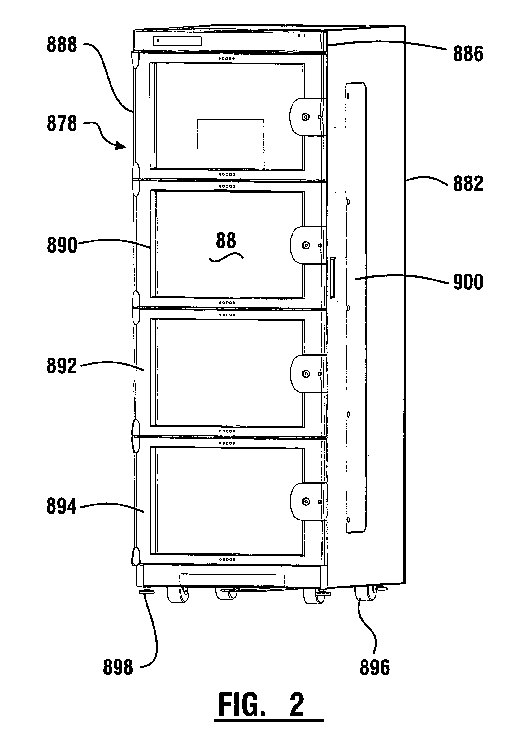 Medical item storage cabinet and method