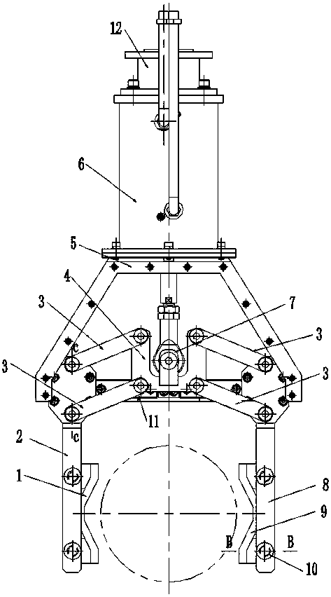 Center fixation type quick clamping mechanical hand used for forging robot