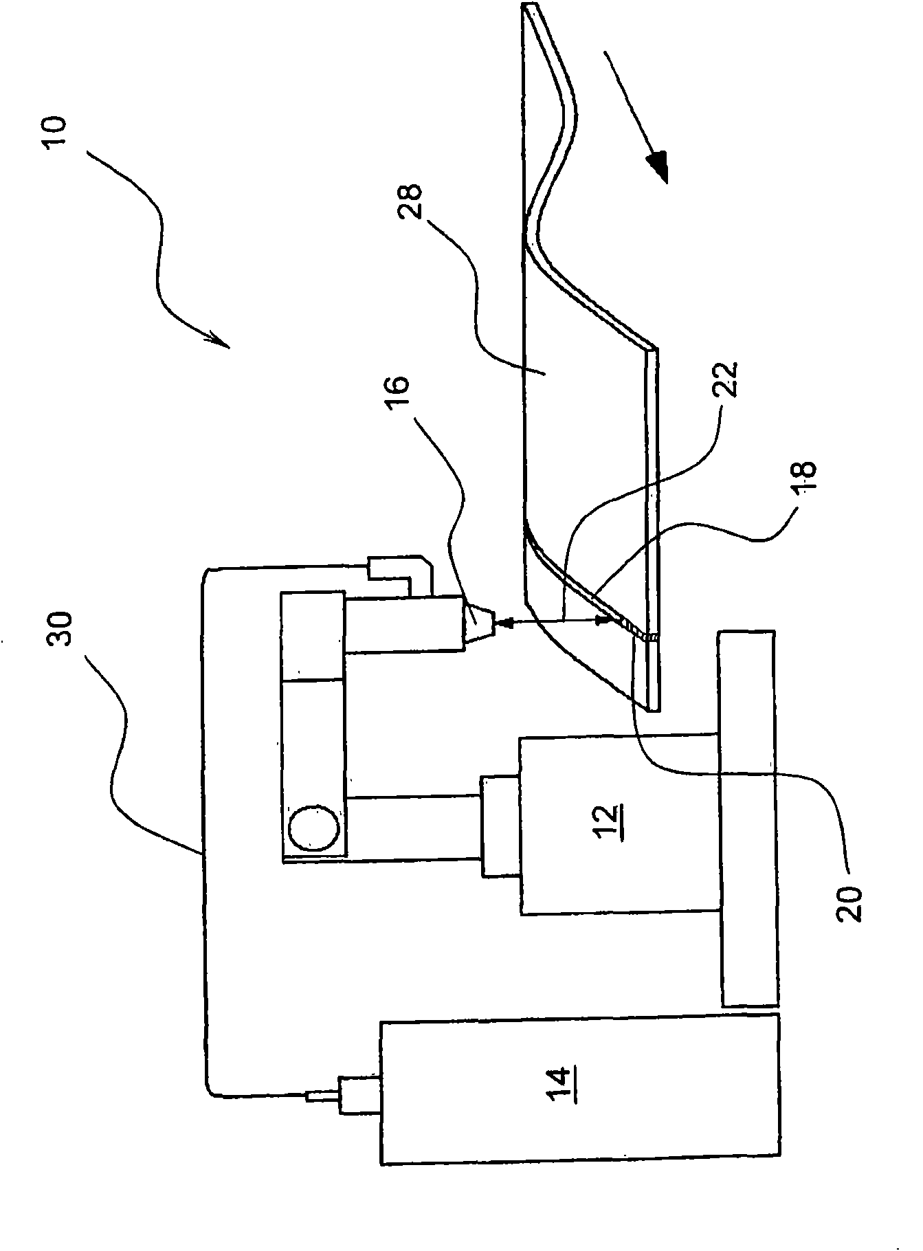 Machining device and method for machining material