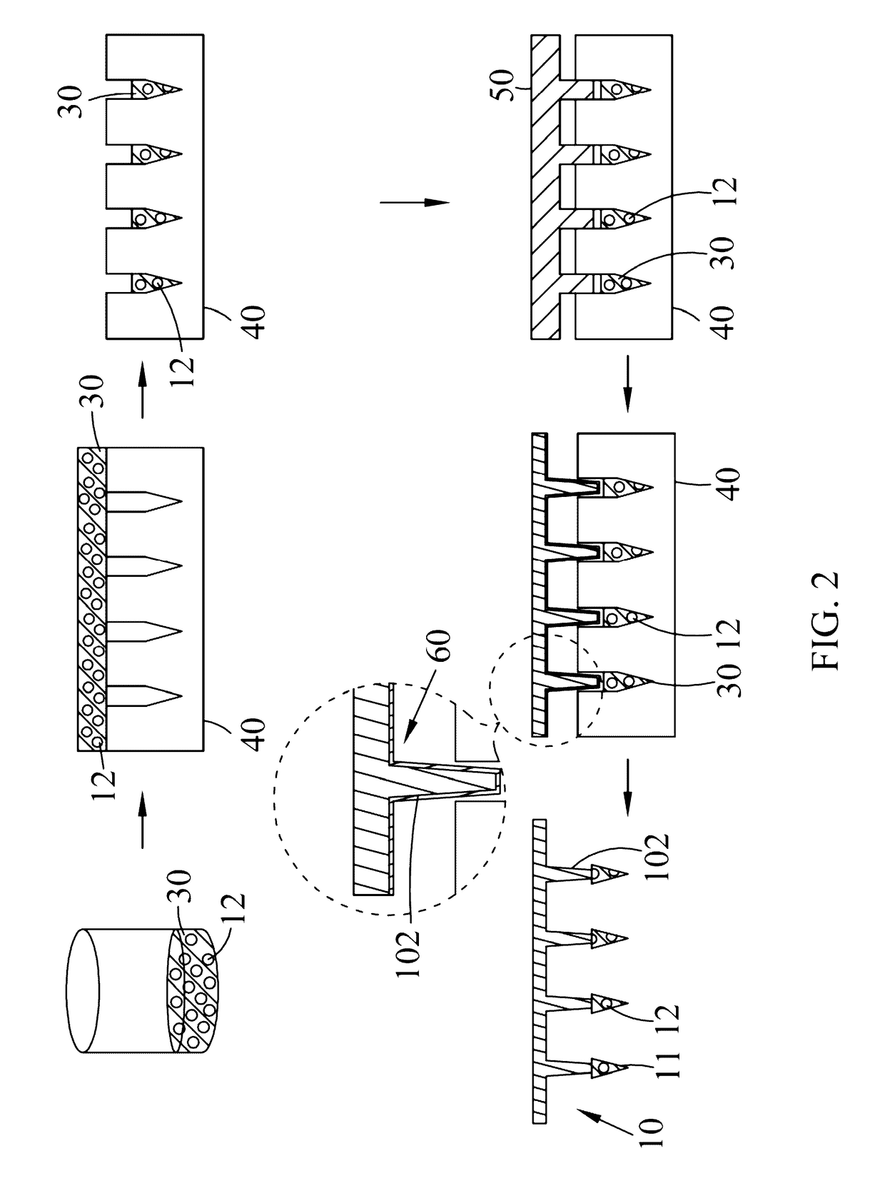 Embeddable micro-needle patch for transdermal drug delivery and method of manufacturing the same