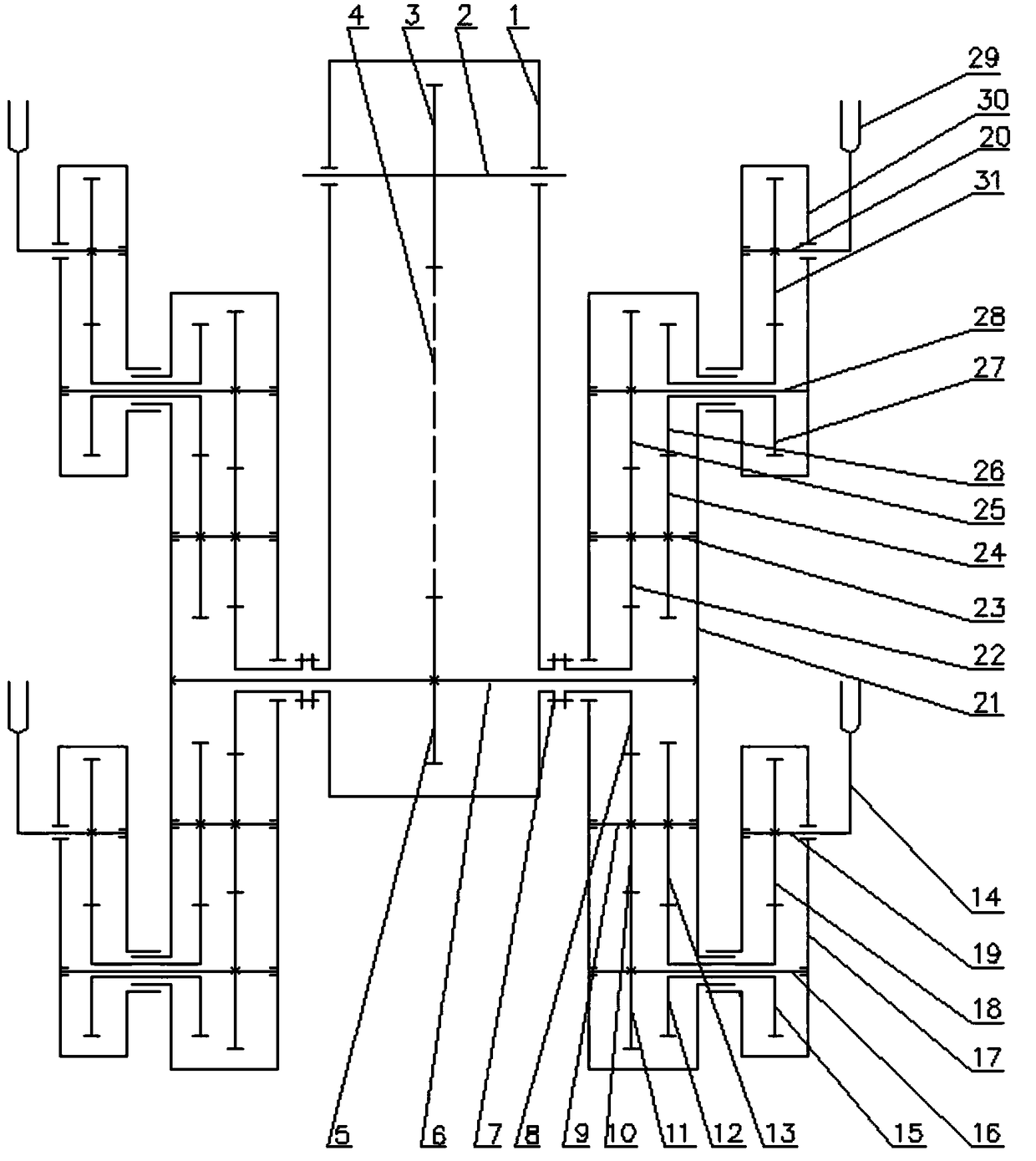 Double planet frame type non-circular-elliptical gear planetary gear system pot seedling transplanting mechanism