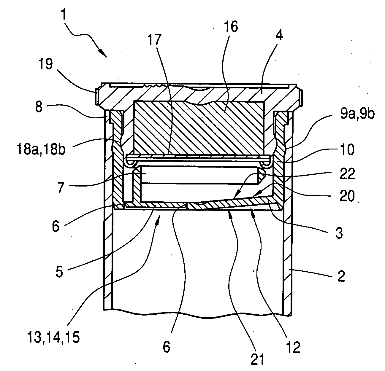 Assembly for storage and dispensing of unit objects, equipped with a first-opening seal