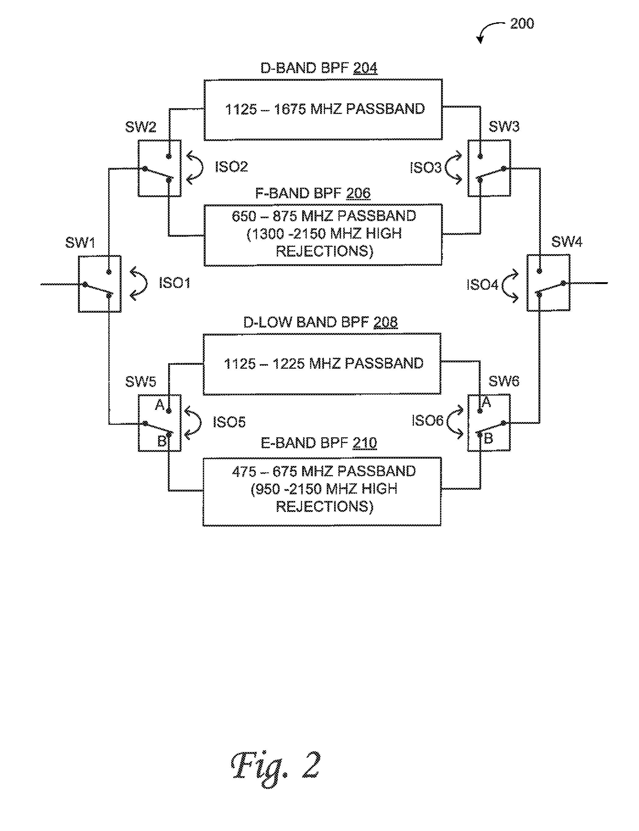 Switchable Diplexer With Physical Layout to Provide Improved Isolation