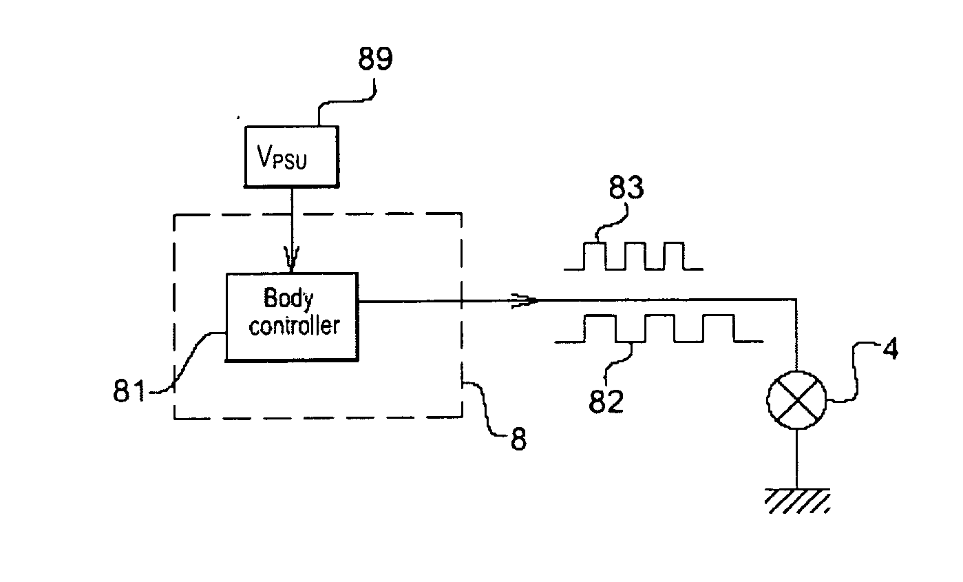 Method of supplying power to an automobile headlight lamp and headlight using that method