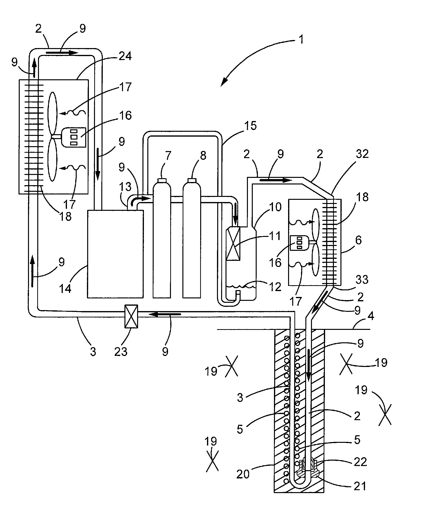 Sub-Surface Insulation and well Depth Reduction for DX Geothermal Heat Pump and Refrigeration System