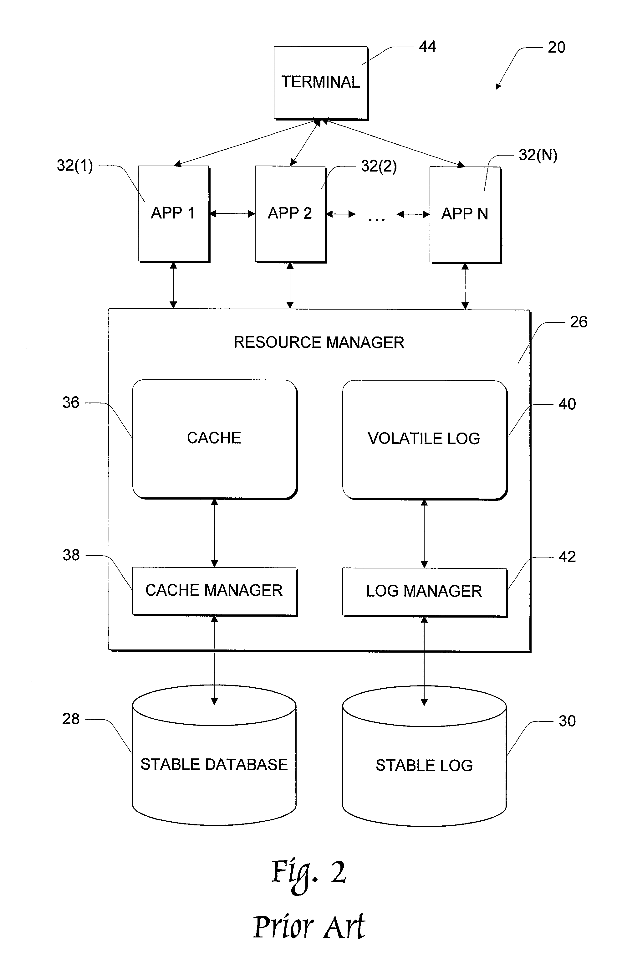 Database computer system using logical logging to extend recovery