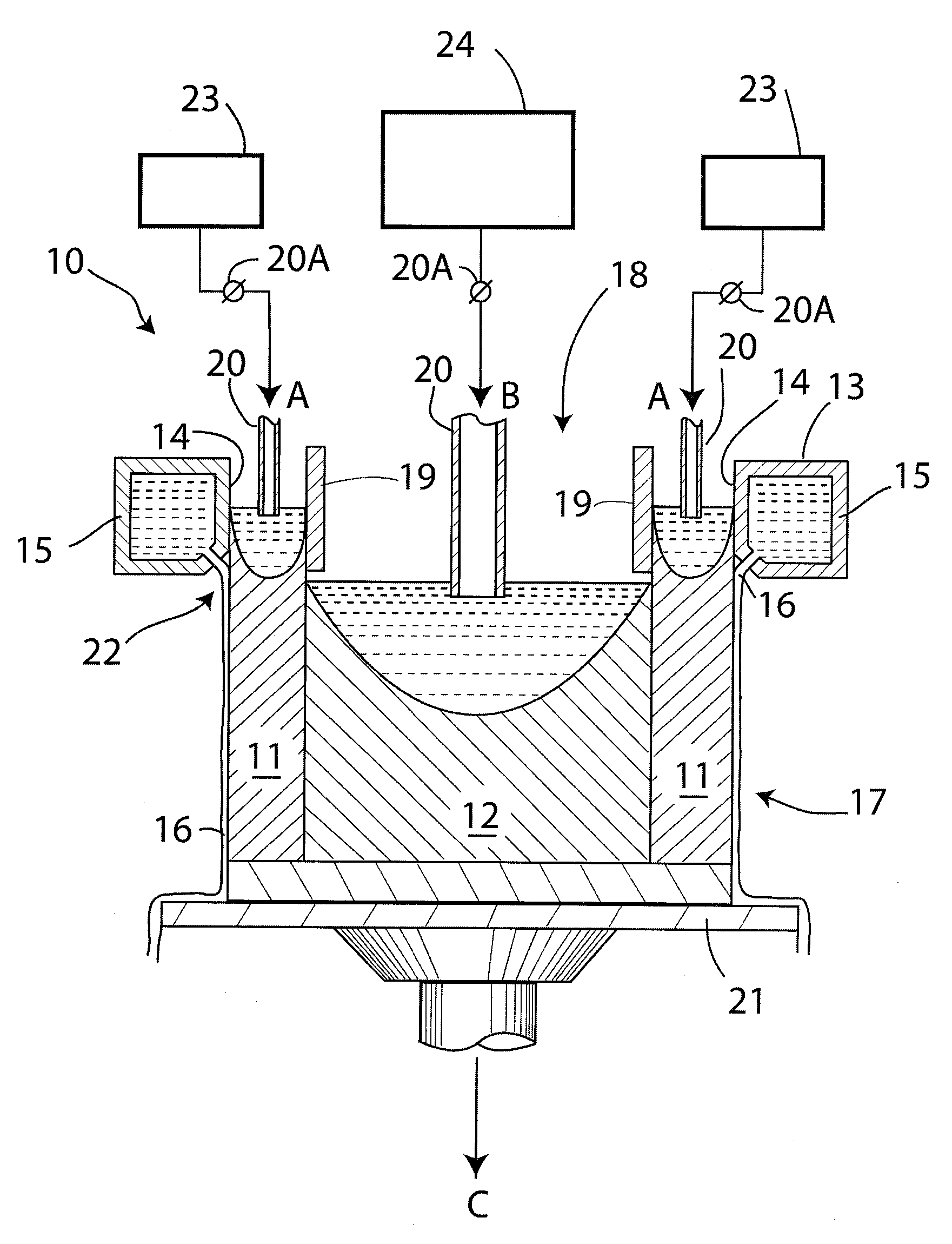 Sequential casting of metals having similar freezing ranges