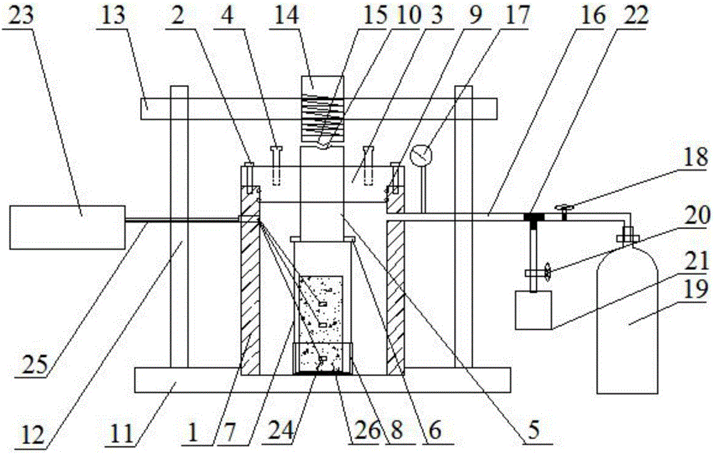 Pumping-type water-gas absorption coal body deformation test device and pumping-type water-gas absorption coal body deformation test method