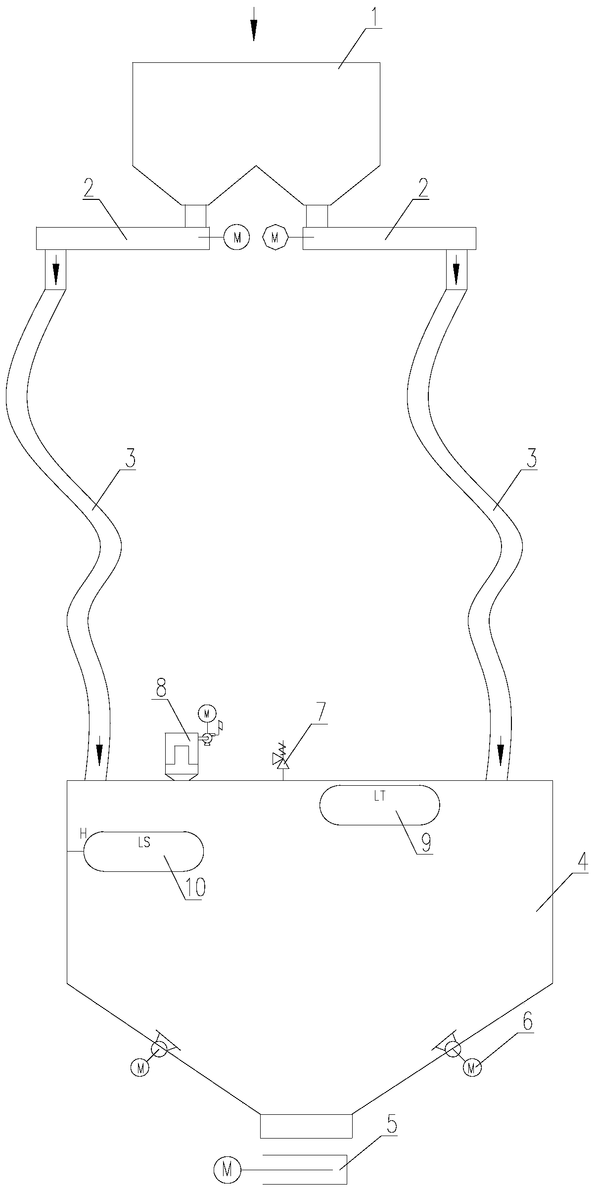 Ash unloading device for large drop ash field