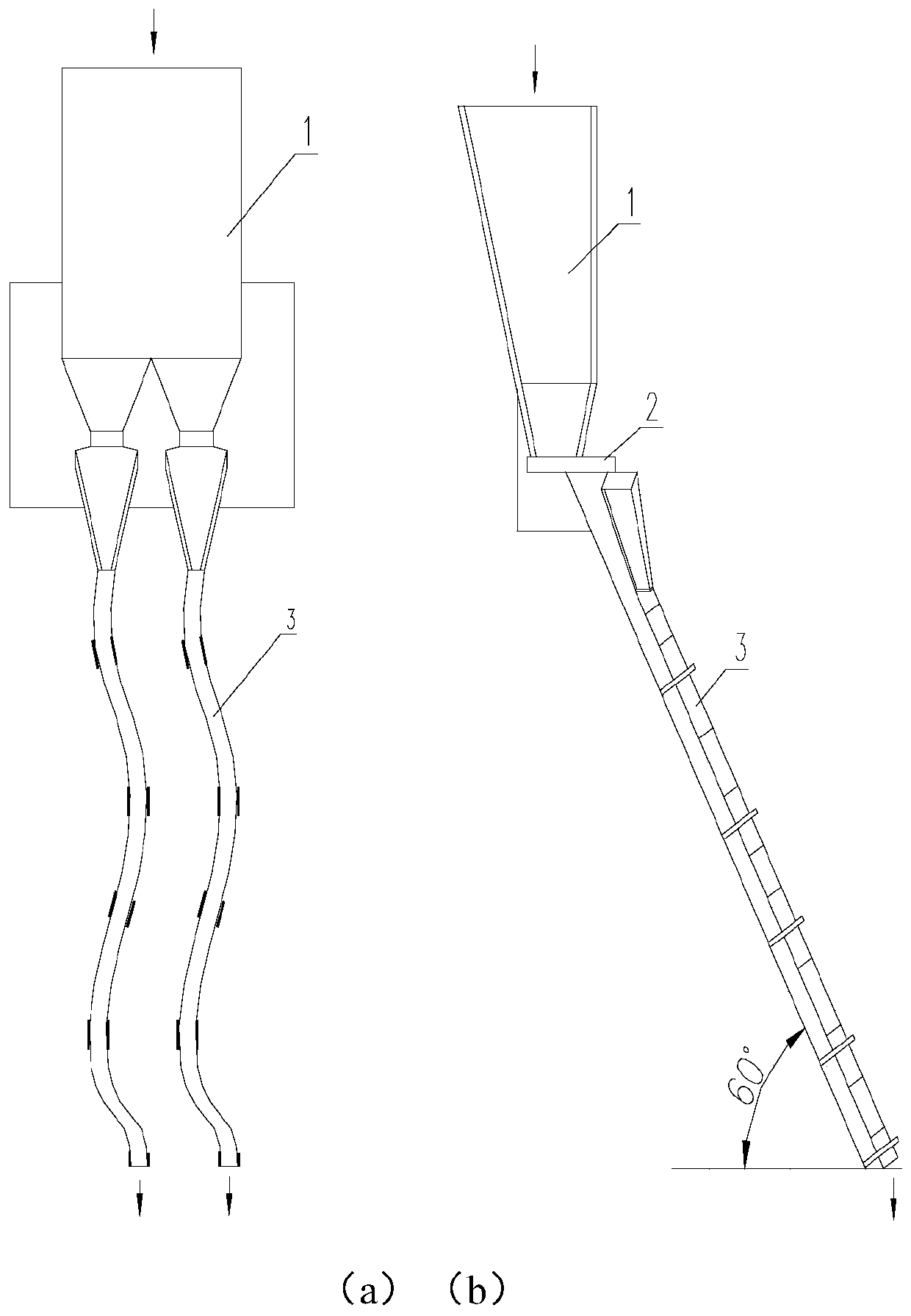 Ash unloading device for large drop ash field