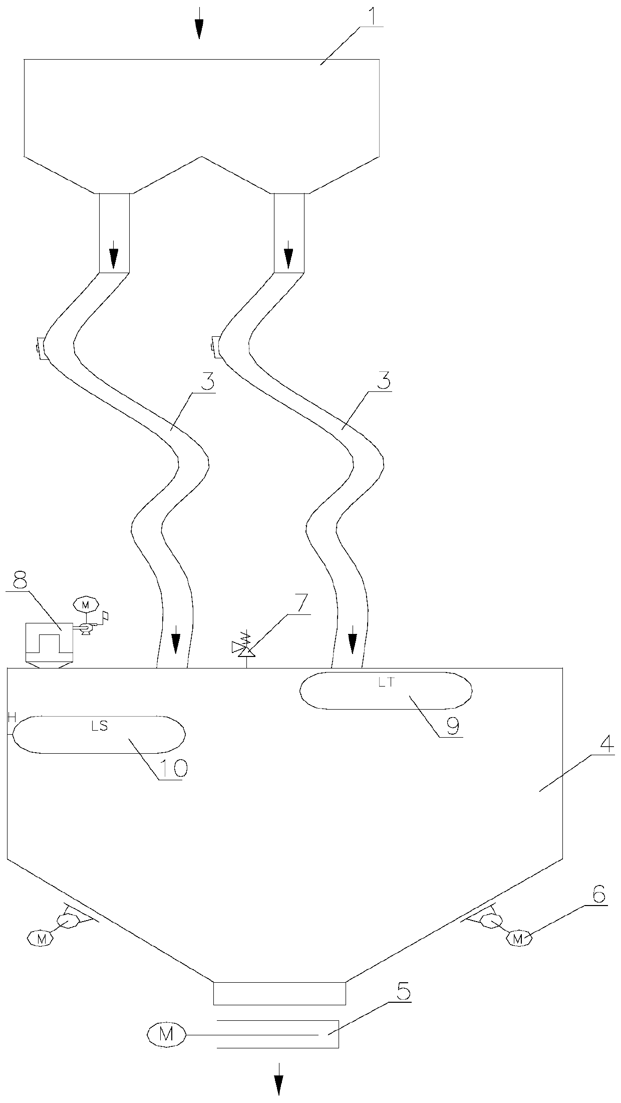 Ash unloading device for large drop ash field