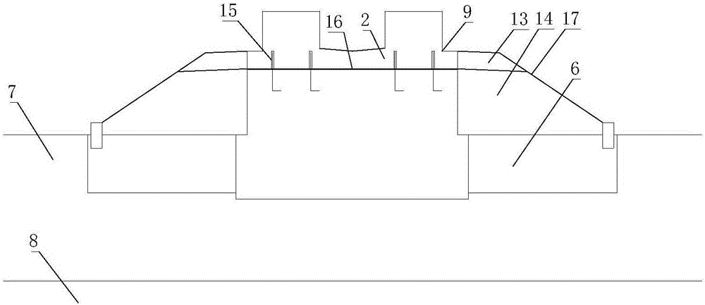 Medium-low speed maglev traffic engineering double-line filling section pile foundation support beam type rail bearing beam transition section structure