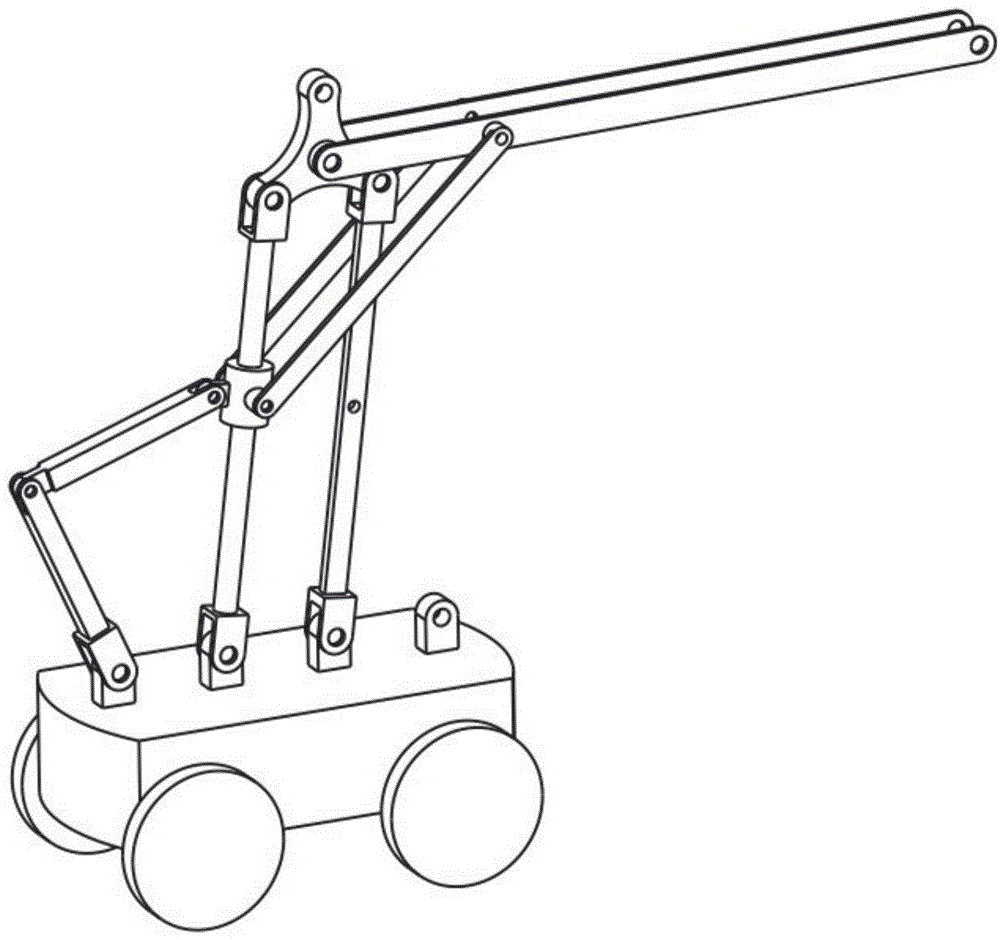 Three-degree-of-freedom nine-connecting-rod controllable mobile operating mechanical arm with mobile pair