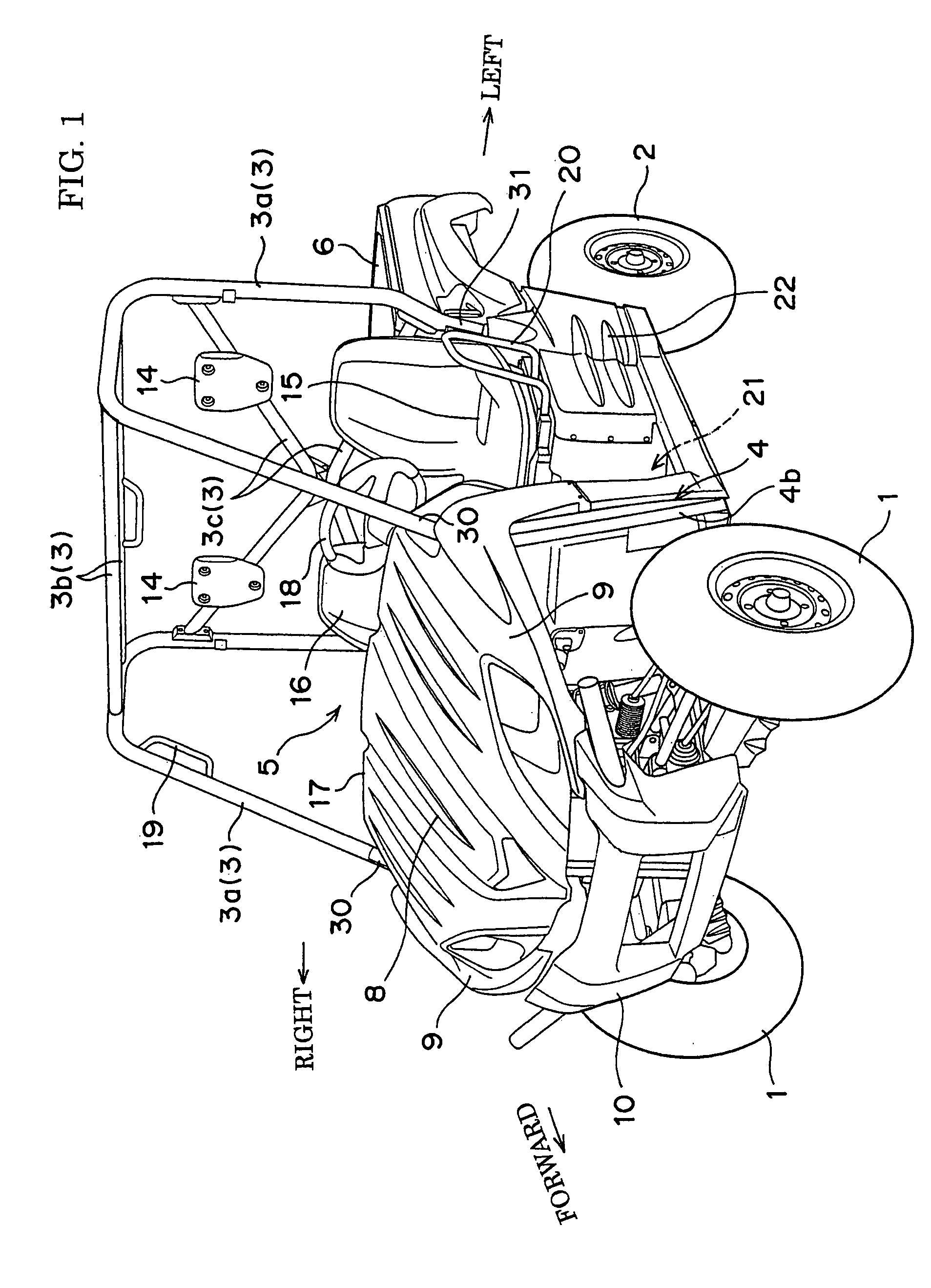 Four wheeled utility vehicle