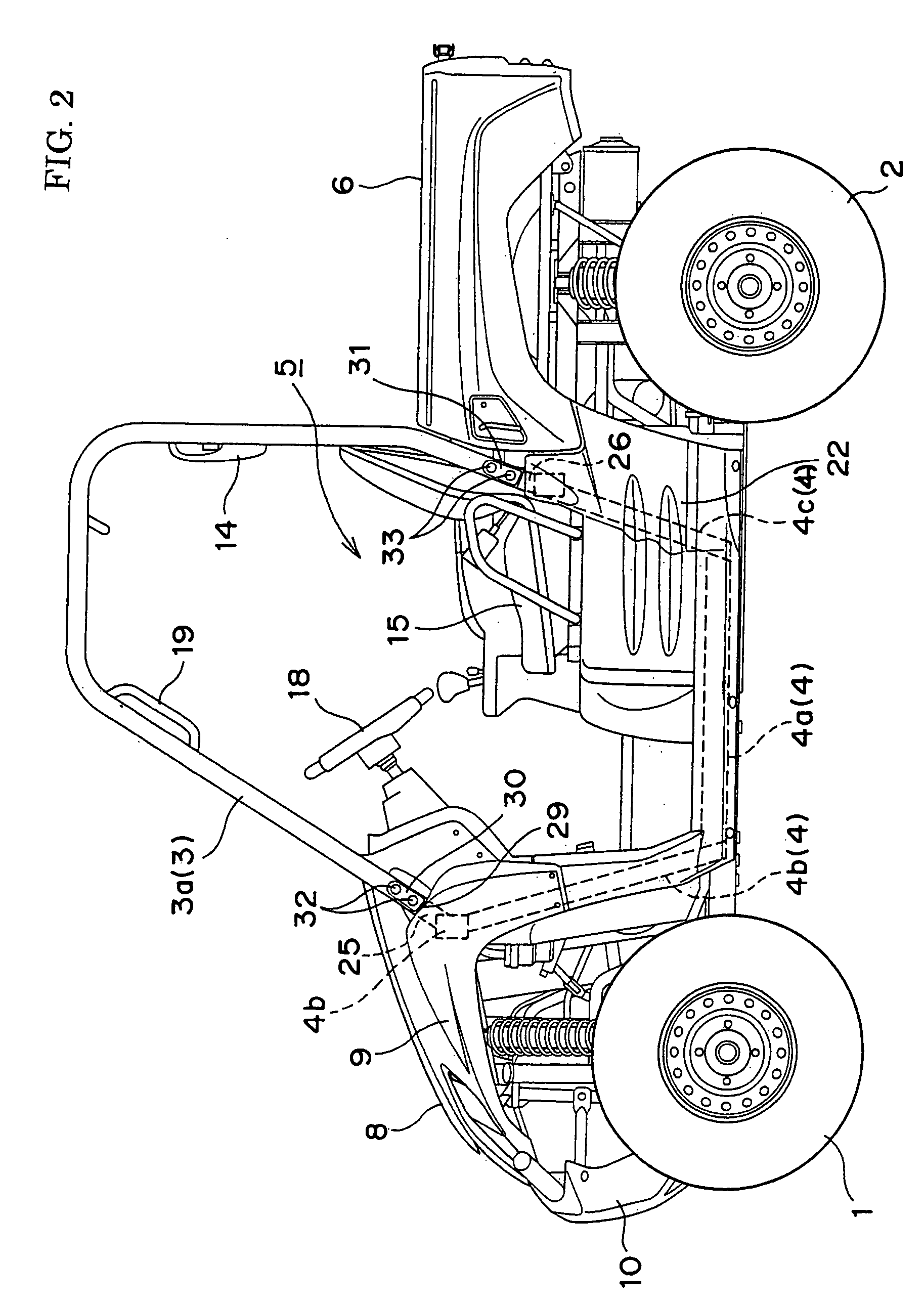 Four wheeled utility vehicle