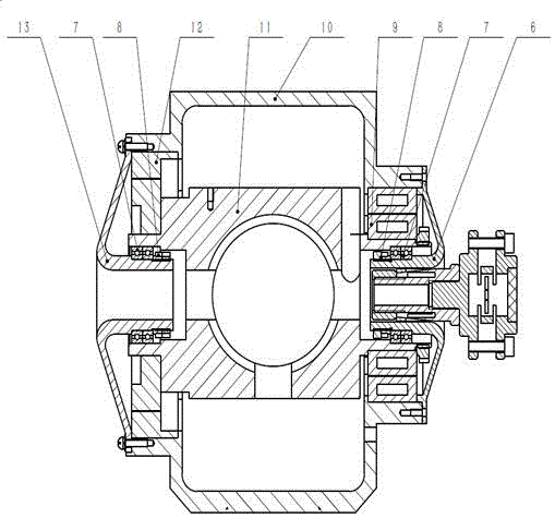 Revolution precision measuring device used for inner support type shafting and connected with hollow shafting