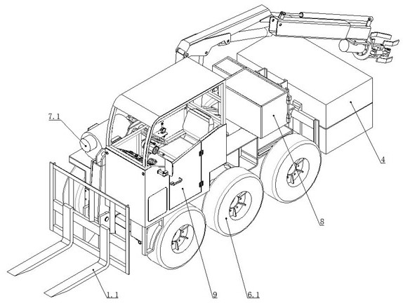 Coal mine underground moving multifunctional battery car and underground working face material handling method