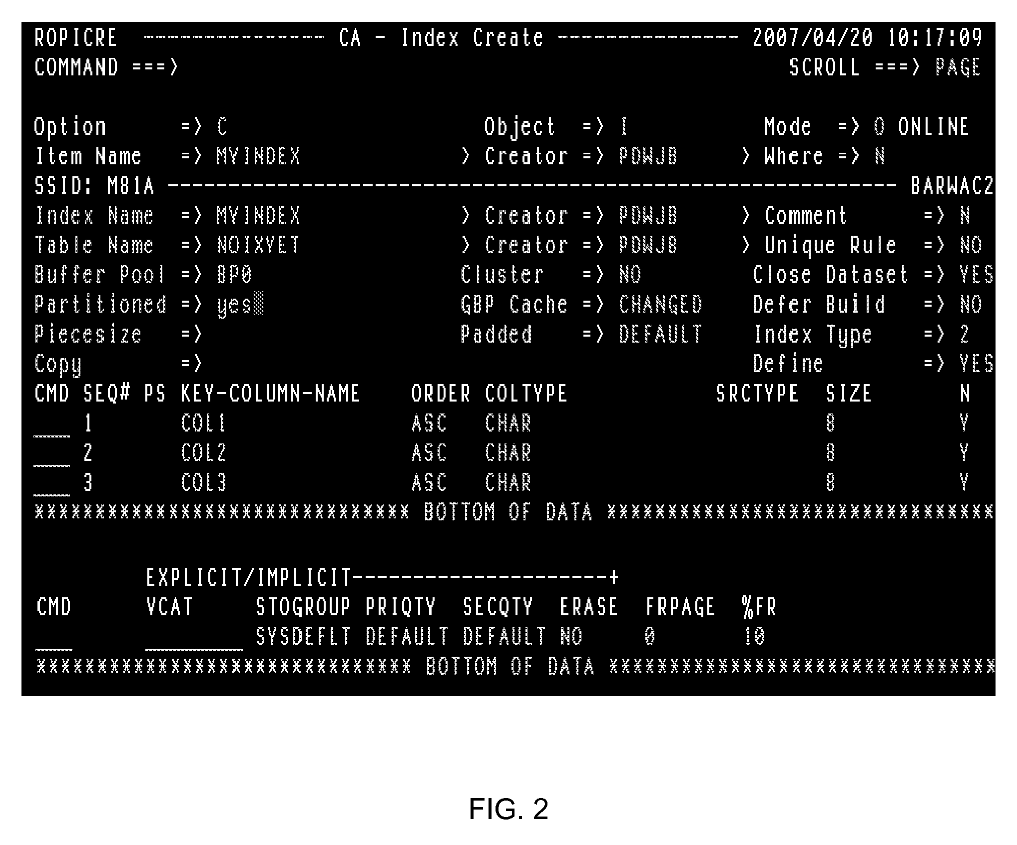 Method and apparatus to facilitate the creating and altering of index objects on tables