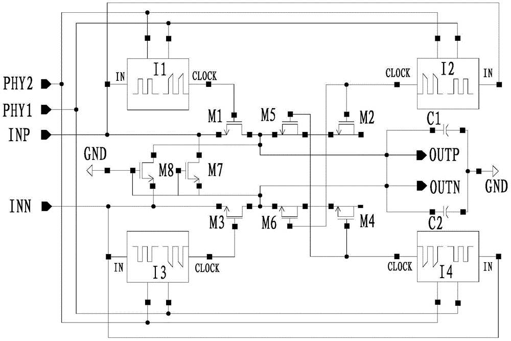 Clock-feedthrough compensation method of bootstrap clock sampling switch and circuit