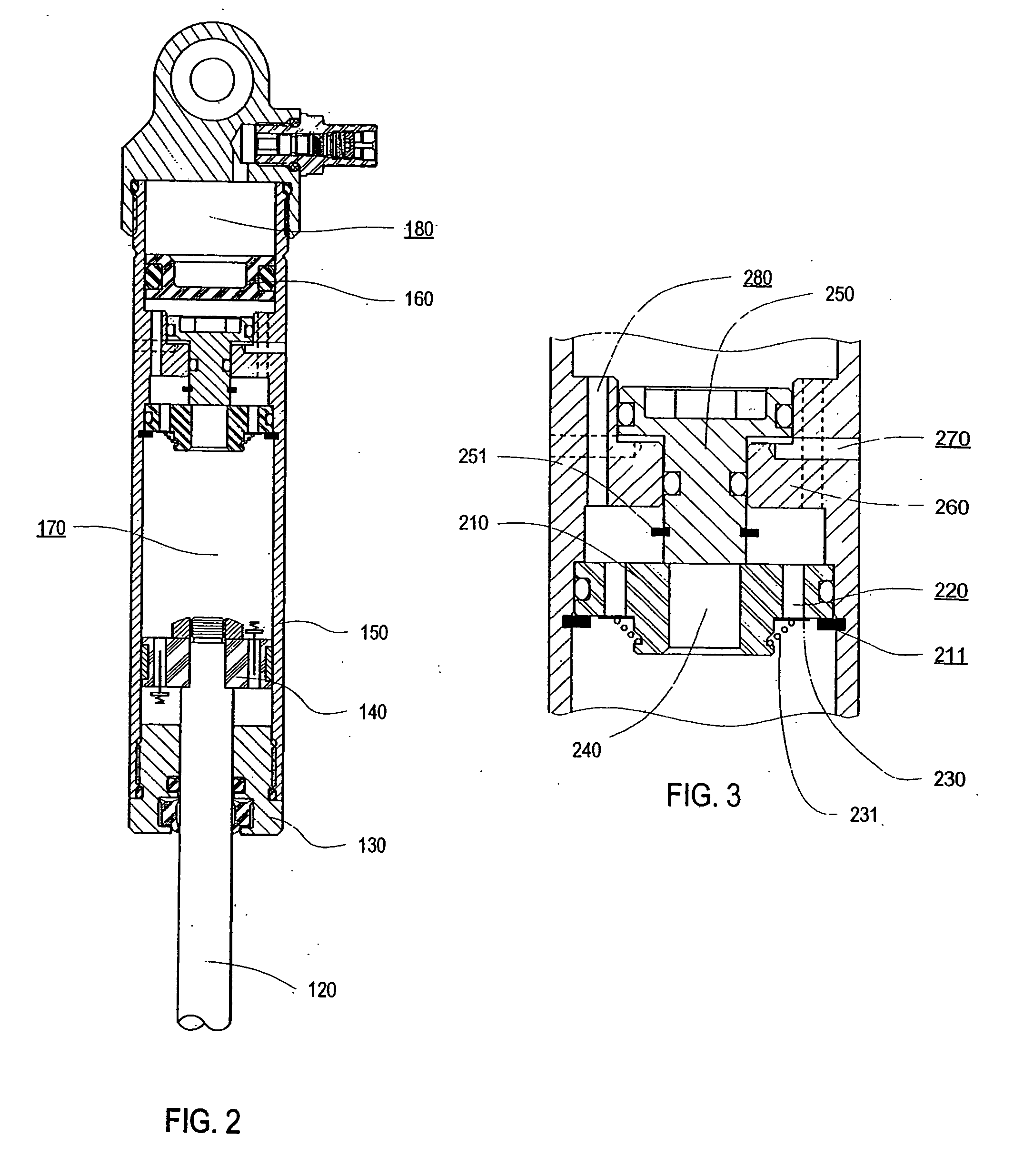 Damper with pressure-sensitive compression damping