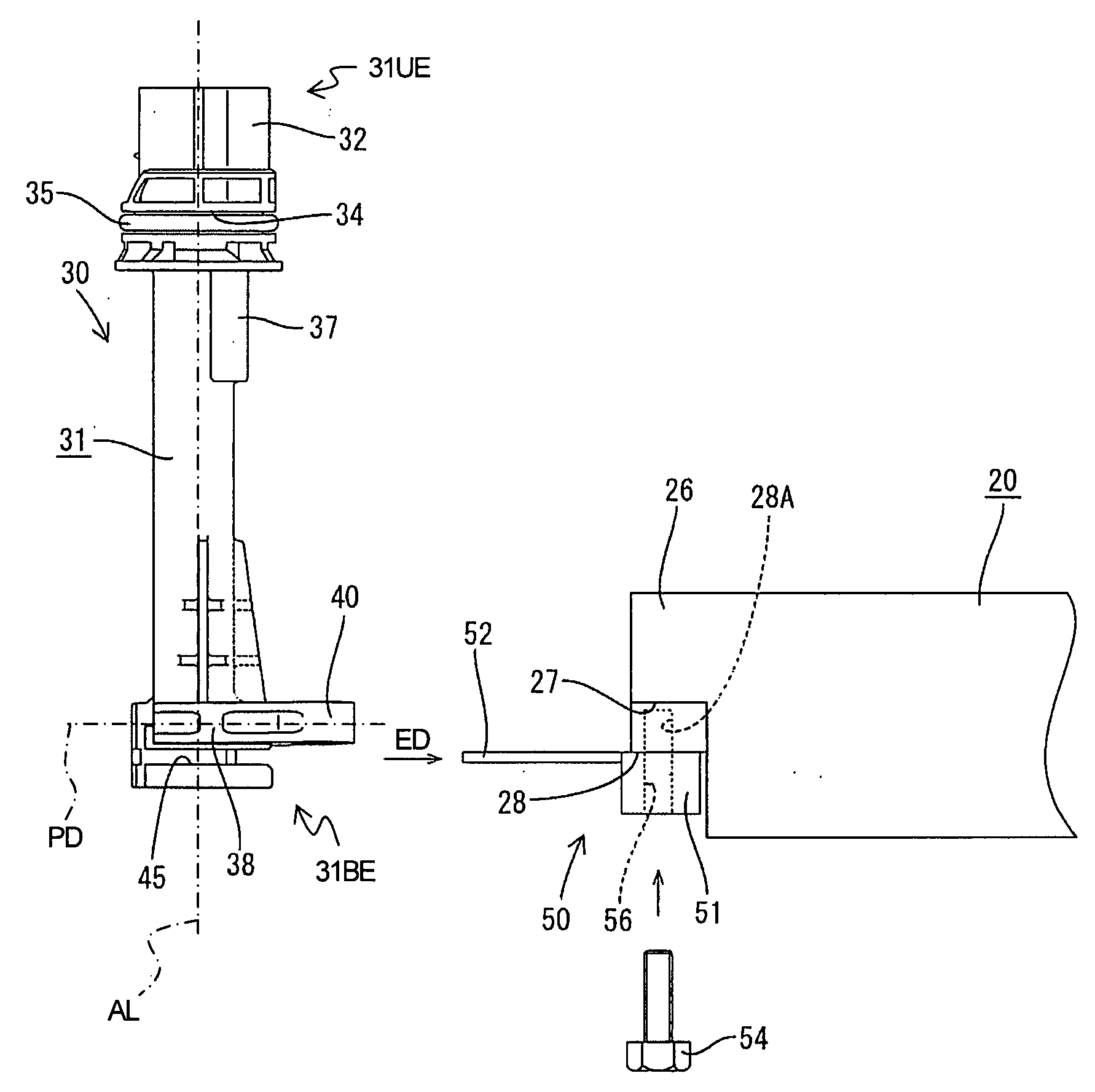 Connector mounting construction and method