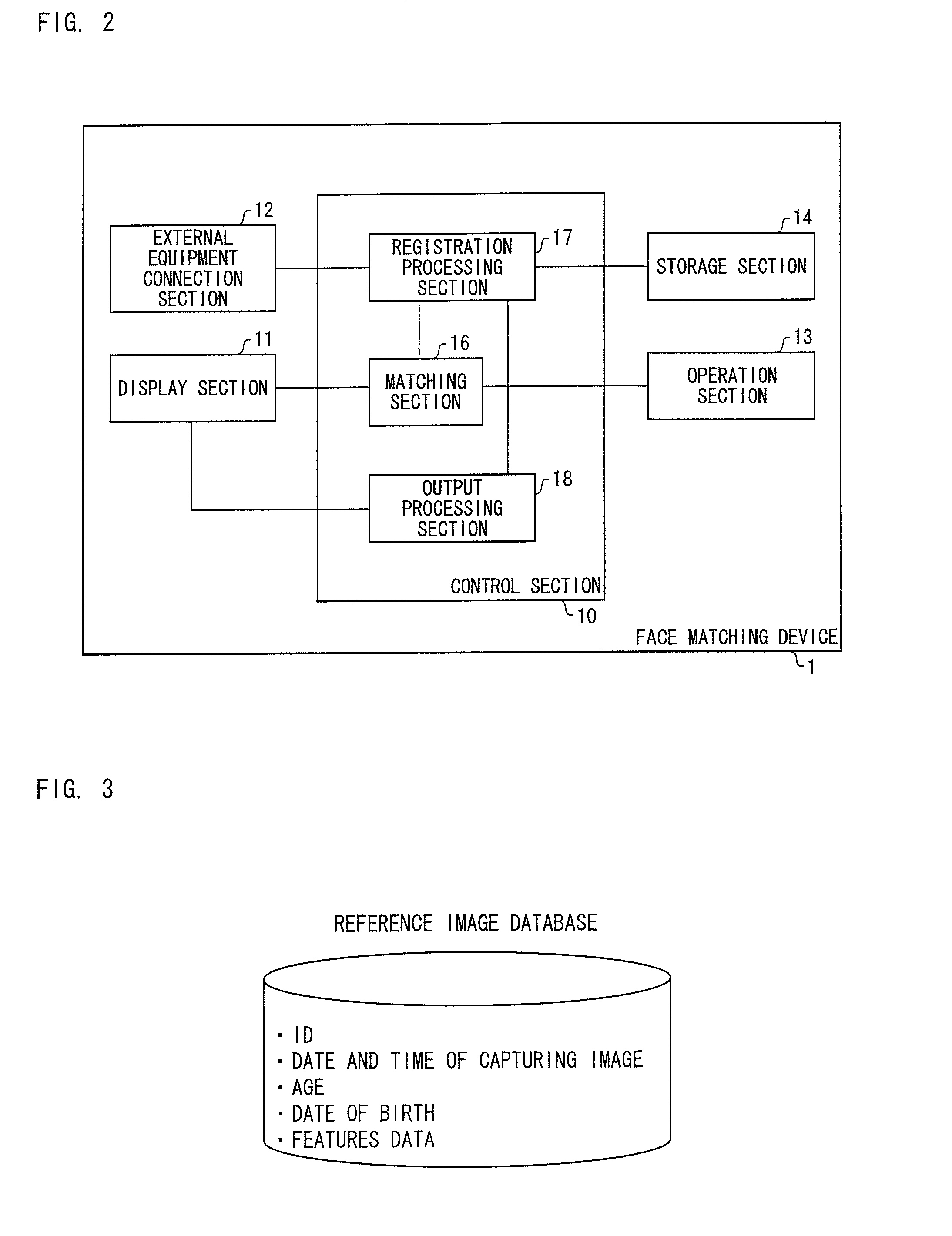 Face matching device, electronic device, face matching device control method, and face matching device control program